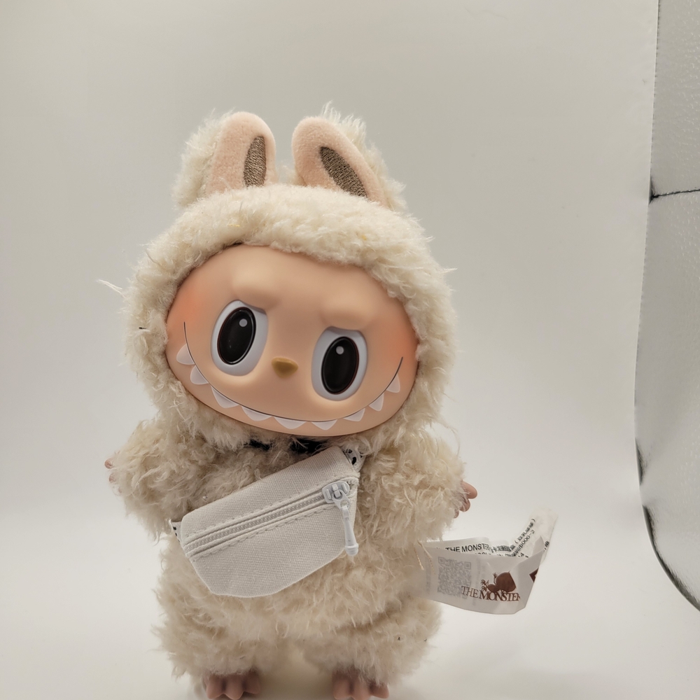 White Crossbody Bag With White Lettering. Fits 17cm Dolls. No Doll Included.
